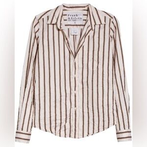 Frank & Eileen White and Brown Striped Button Down Shirt